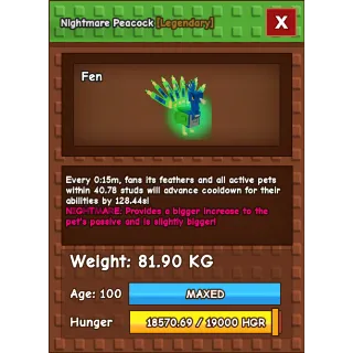 Nightmare Peacock 81.90 KG 15s CD ( NO TOY )