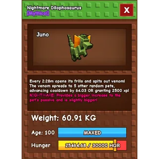 NIGHTMARE dilophosaurus 60+ KG / AGE : 100