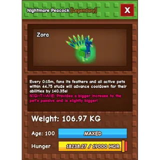 Nightmare Peacock 106.97 KG 15s CD ( NO TOY )