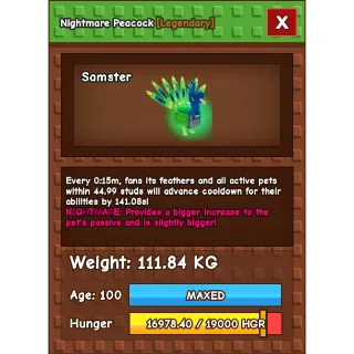 Nightmare Peacock 111.84 KG 15s CD ( NO TOY )