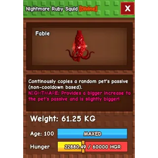 NIGHTMARE RUBY SQUID 61KG+ GROW A GARDEN