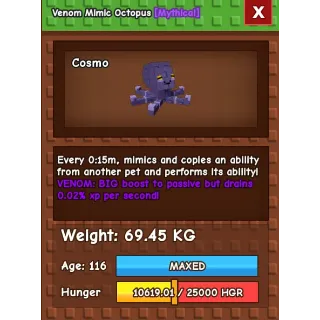 VENOM 15 SEC HUGE MIMIC OCTOPUS 69+KG GROW A GARDEN