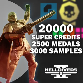 20000 Super Credits | 2500 Medals | 5000 Samples | HELLDIVERS 2