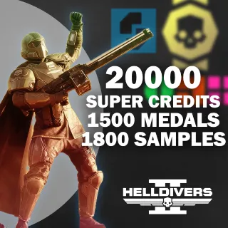 20000 Super Credits 1500 Medals 1800 Samples