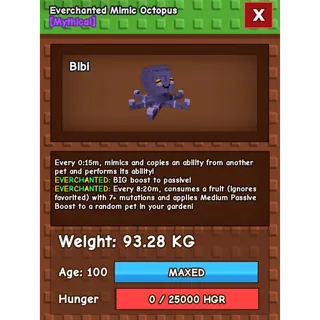 COLOSSAL MIMIC | GODLY MIMIC OCTOPUS | 93.28KG| GROW A GARDEN GAG