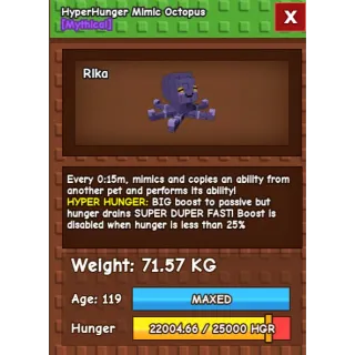 15 SEC HYPER HUNGER HUGE MIMIC OCTOPUS 69+KG