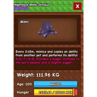 COLOSSAL MIMIC | GODLY MIMIC OCTOPUS | 111KG| GROW A GARDEN GAG