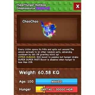 RAINBOW HATCHED DILOPHOSAURUS 60+KG