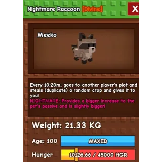 Nightmare Raccoon 21kg Max Age