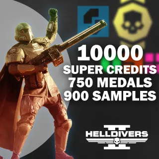 10000 Super Credits | 750 medals bonus | 900 Samples | HELLDIVERS 2