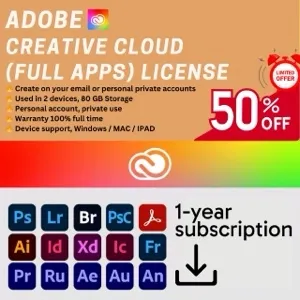 Adobe CREATIVE CLOUD 2025 ALL APPS on your email 1 year subscription