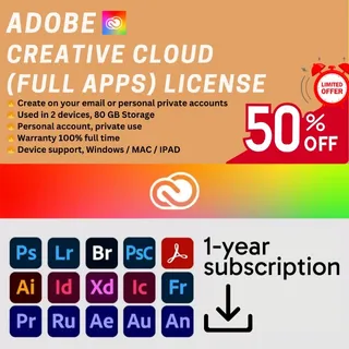 Adobe CREATIVE CLOUD 2025 ALL APPS on your email 1 year subscription