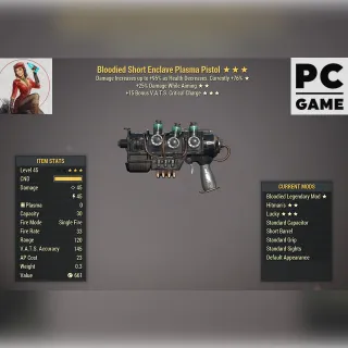 B/25AIM/15Crit Enclave Plasma Pistol