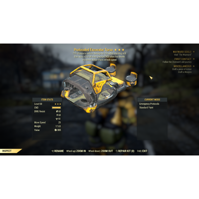 Apparel | Uny Sentinel Excavator - Fallout 76 Game Items - Gameflip