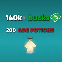 140K BUCKS 200 AGE POTION + BONUS PET