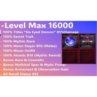 SAILOR PIECE | Moon Slayer - Atomic Sword - Reroll Stats SSS Bonus| LVL MAX  (OP ACC)