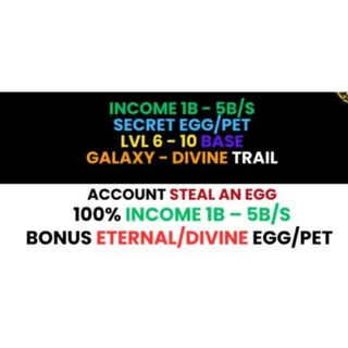 Steal an Egg | 1B-5B INCOME ACCOUNT (READ DESC)