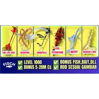 Fisch Account | MAX LVL +9 RODS  END GAME ACC |  (CHECK DESC) 