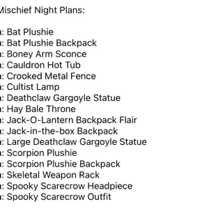 All Mischief Night Plans