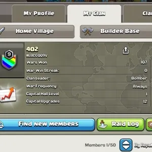 Clash of Clans | Level 9 Clan | Name 402 | Decent War Log | Unranked War League | Great Clan For Friend Groups!