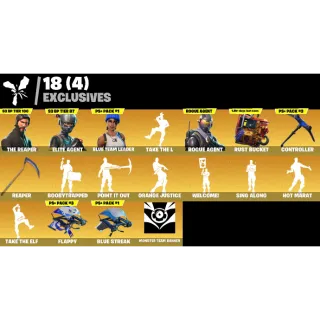Fortnite Game Account (142 Skins + The Reaper + Blue team Leader + Take the L + Rust Bucket + More)