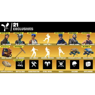Fortnite Game Account (41 skins + The Reaper + OG STW + Blue Team Leader + Rogue Agent + Take the L + More)