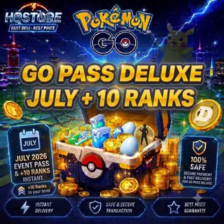 Go Pass Deluxe: July + 10 Ranks Pokemon Go
