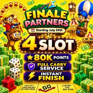 Monopoly Go! Finale Partners Event Full Carry 80k Points ( 4 Slot )