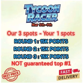 TYCOON RACERS MONOPOLY GO EVENT - 15K POINTS/RACE - Fast Service