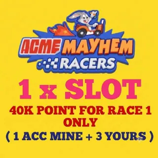 ACME MAYHEM RACERS slots (1 id mine + 3 Your) MONO_POLY_GO RACER EVENT