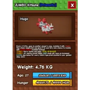 Jumbo Red Kitsune Grow a Garden