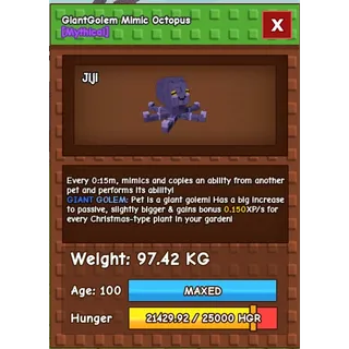 Collosal Giant Golem Godly mimic  Grow a Garden 97kg 