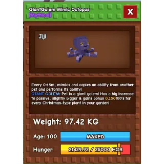 Collosal Giant Golem Godly mimic  Grow a Garden 97kg 