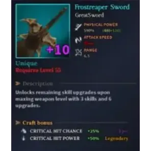 Frostreaper Sword [Unique] +10 | DEVAS OF CREATION