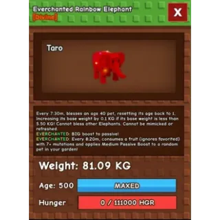 Everchanted Rainbow Elephant Age 500 Weight 80KG ++