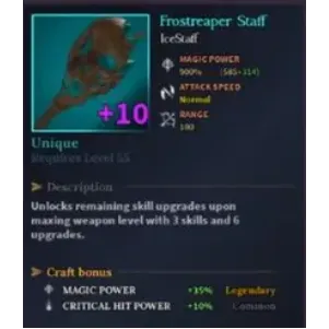 Frostreaper Staff [Unique] +10 | Devas Of Creation