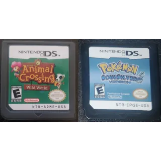 Pokemon SoulSIlver and Animal Crossing Nintendo DS Video Game Cartridge
