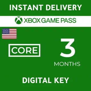 XBOX GAME PASS CORE 3 MONTHS (USA) - DIGITL KEY - FAST DELIVERY