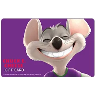 Chuck E Cheese gif$25.00 USD Other (You can keep the card and use it whenever you want; it's a great gift card.) 