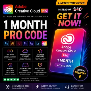 ADOBE CREATIVE CLOUD PRO 1 MONTH Instant