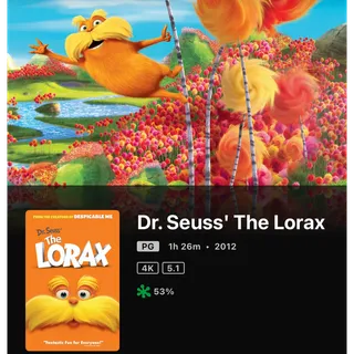 Dr. Seuss' The Lorax HD Apple TV ports to Movies Anywhere in 4K