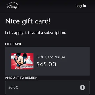 Disney+ $45 Gift Card