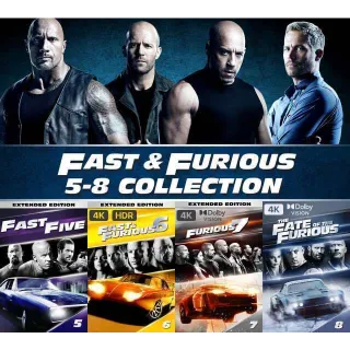 Fast & Furious 5-8 Collection iTunes HD/4K UHD (ports to Movies Anywhere)