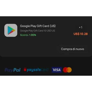 $10.00 USD Google Play