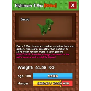 60KG+ HUGE NIGHTMARE T-REX GROW A GARDEN