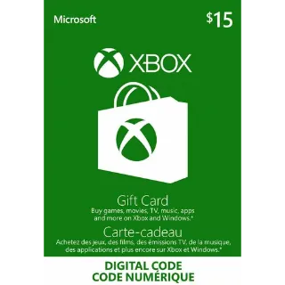 $15.00 CAD Xbox Gift Card