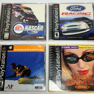NASCAR 99, Ford Racing, Snowboarding, Vegas Games PS1 PlayStation CIB Bundle Lot