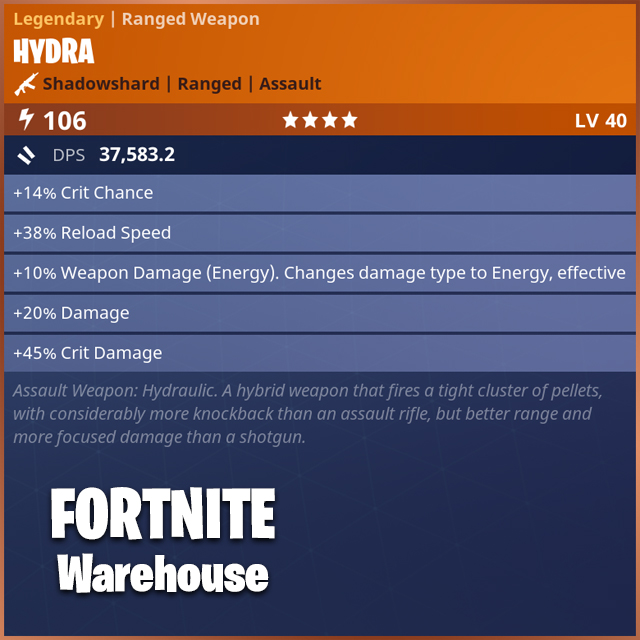 fortnite 106 shadowshard hydra xbox one and pc - fortnite dps