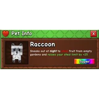 Raccoon | Grow a Garden 2 | GAG2
