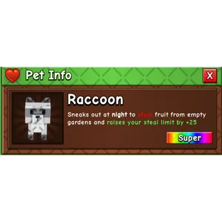 Raccoon | Grow a Garden 2 | GAG2